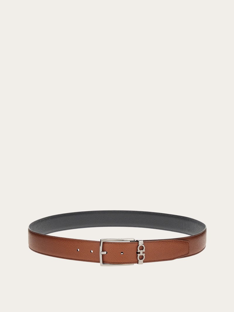 Ferragamo | Men's Reversible And Adjustable Gancini Belt - Briar/Black