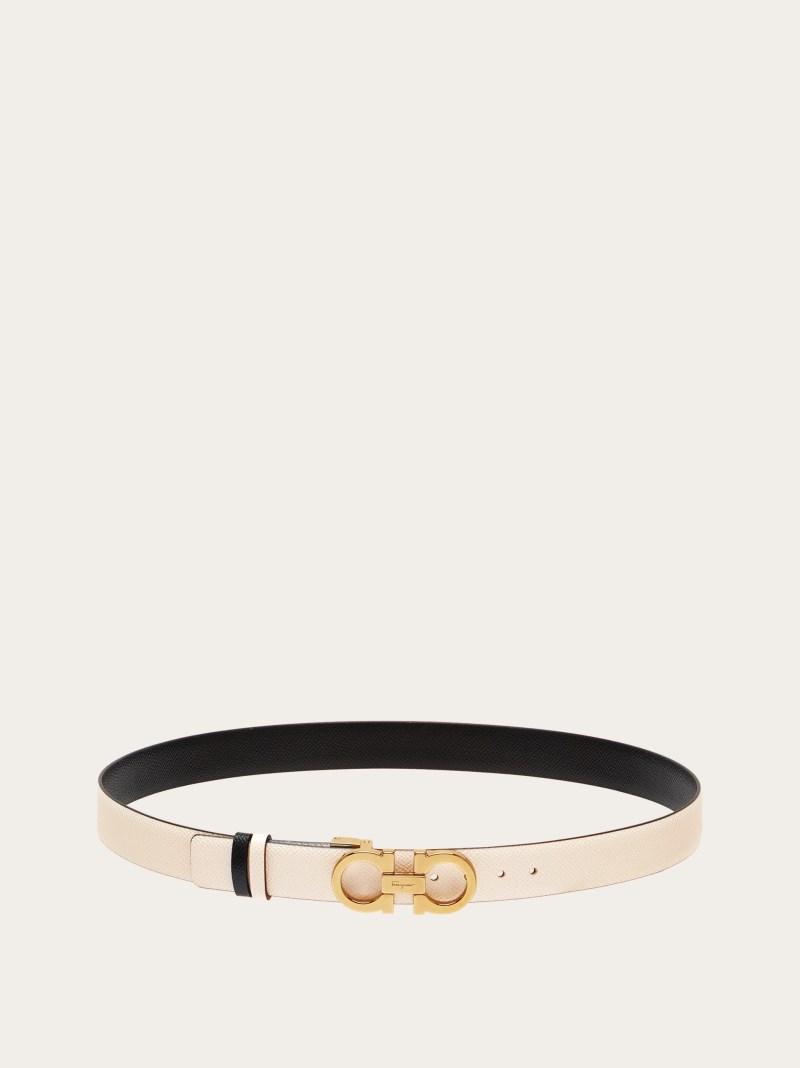 Ferragamo | Women's Reversible And Adjustable Gancini Belt - Bone/Black