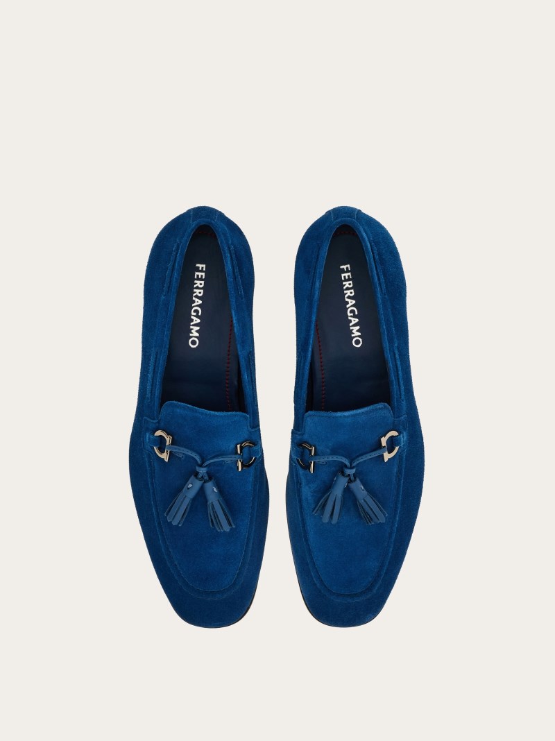 Ferragamo | Men's Loafer With Tassels - Teal Blue