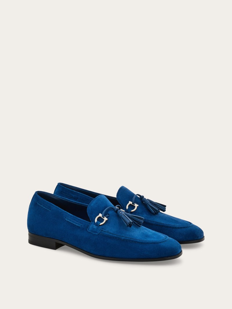 Ferragamo | Men's Loafer With Tassels - Teal Blue