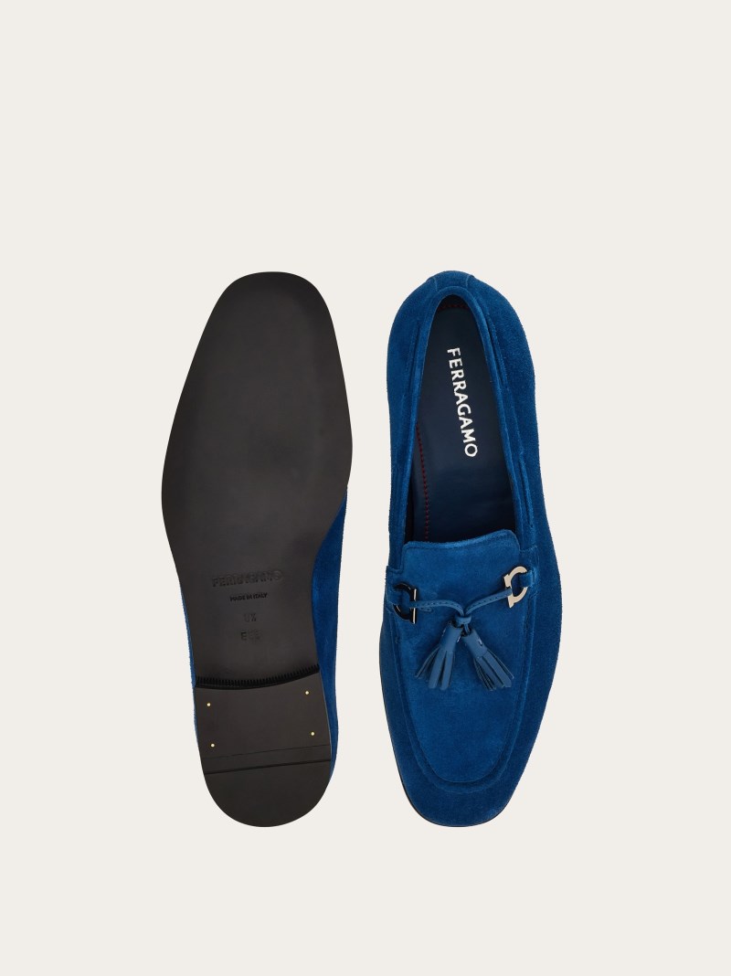 Ferragamo | Men's Loafer With Tassels - Teal Blue