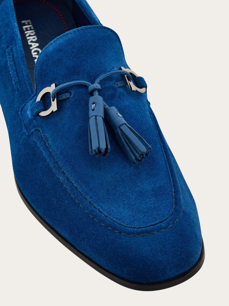 Ferragamo | Men's Loafer With Tassels - Teal Blue
