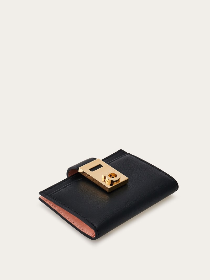Ferragamo | Women's Hug Two-Tone Credit Card Holder - Black/Nylund Pink