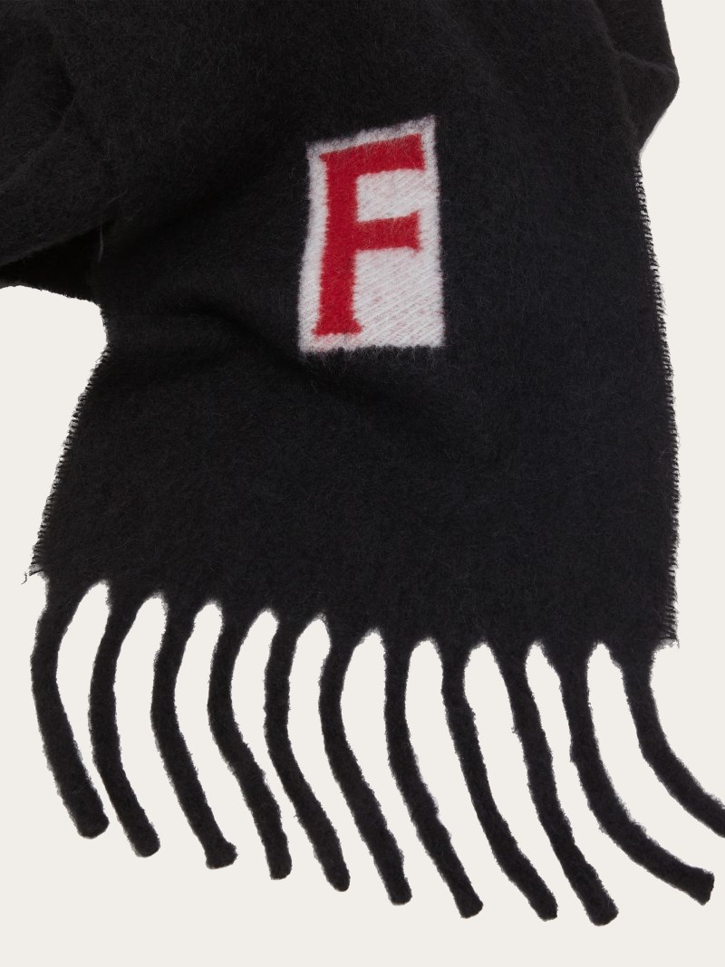 Ferragamo | Men's Scarf With Jacquard Detailing - Red/Black