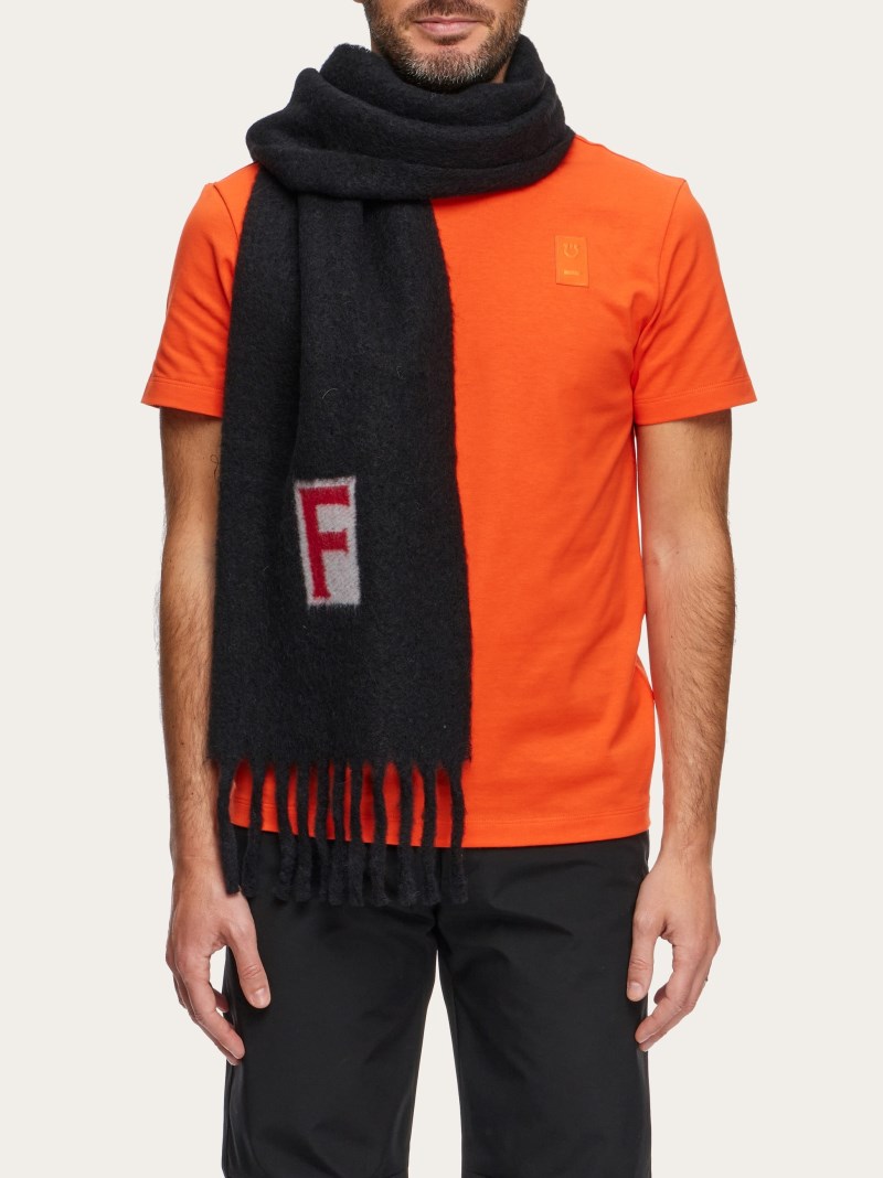 Ferragamo | Men's Scarf With Jacquard Detailing - Red/Black