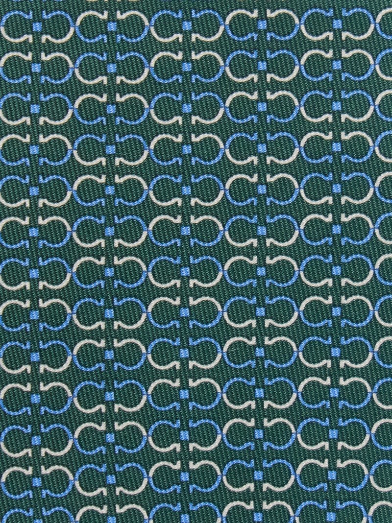 Ferragamo | Men's Gancini Print Silk Tie - Green