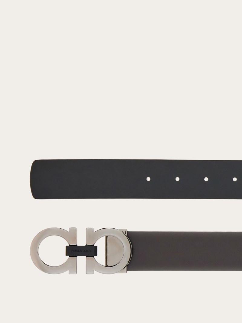 Ferragamo | Men's Reversible And Adjustable Gancini Belt - Dark Brown/Black