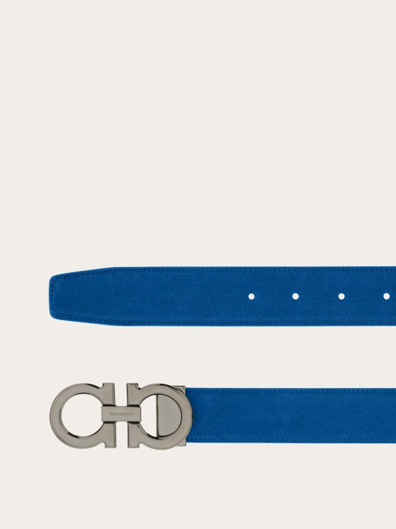 Ferragamo | Men's Adjustable Gancini Belt - Teal Blue