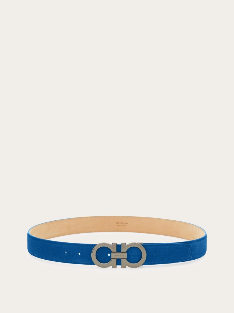 Ferragamo | Men's Adjustable Gancini Belt - Teal Blue