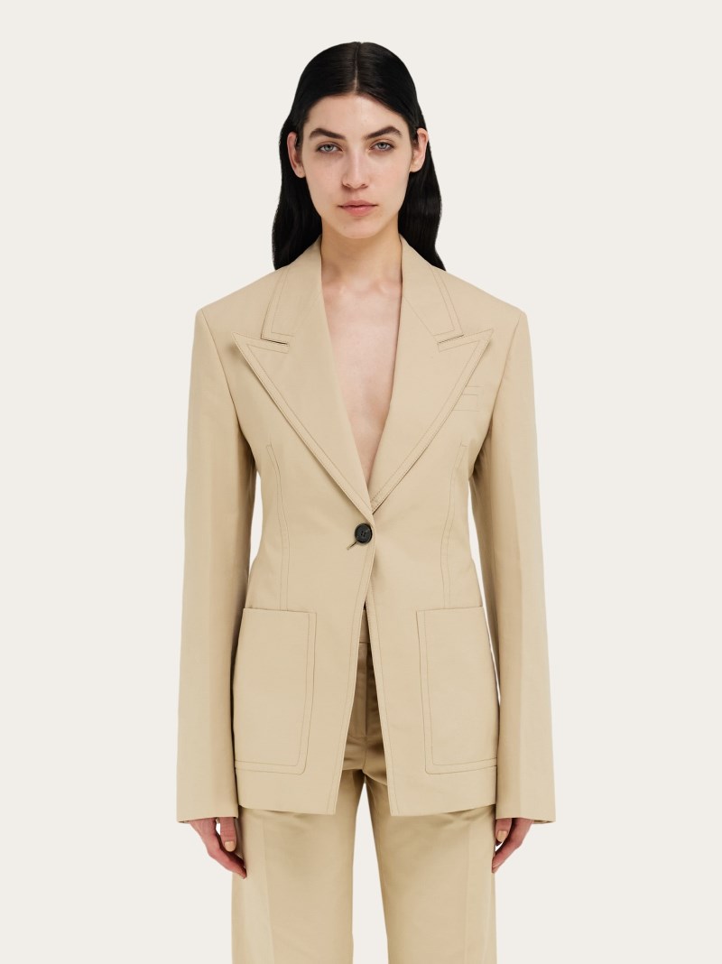 Ferragamo | Women's Blazer With Martingale Belt - Beige