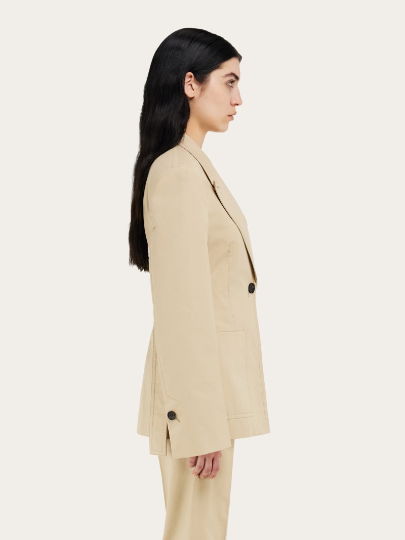 Ferragamo | Women's Blazer With Martingale Belt - Beige