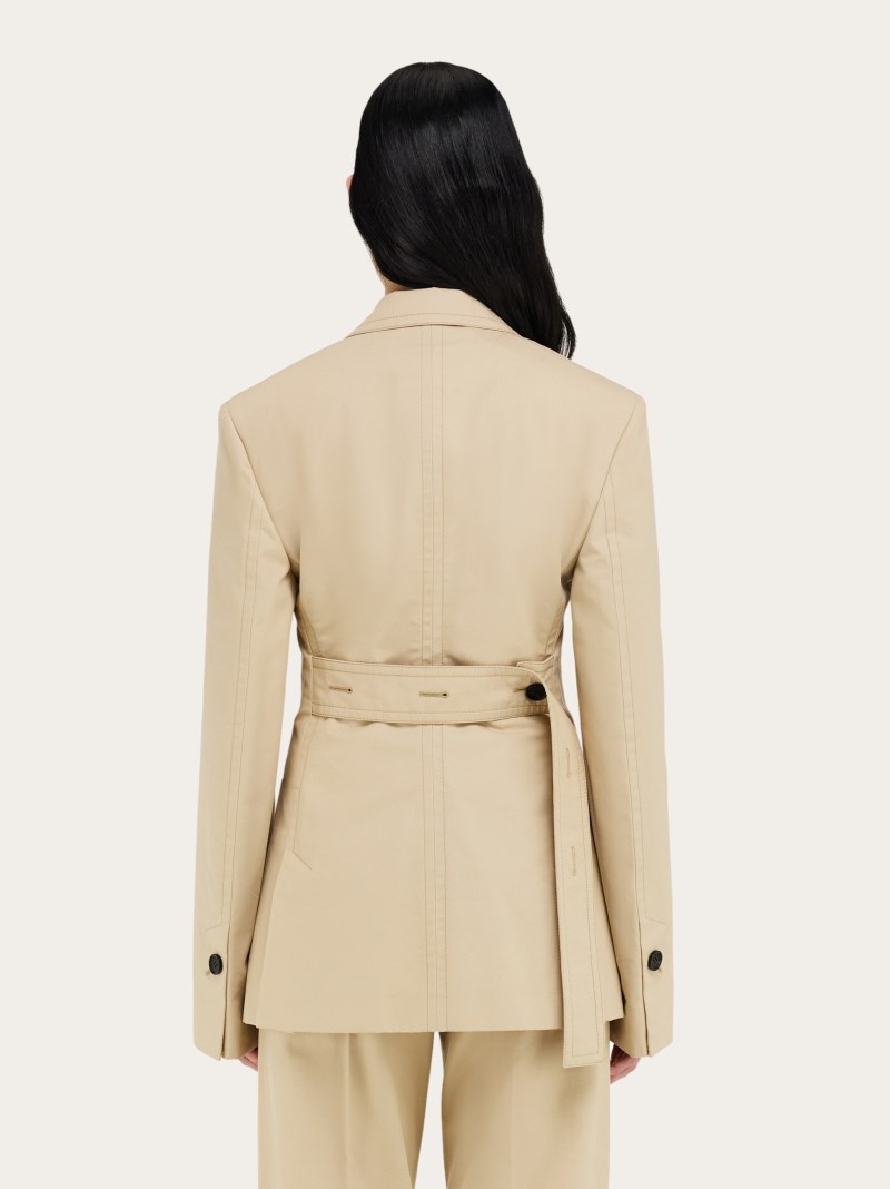 Ferragamo | Women's Blazer With Martingale Belt - Beige