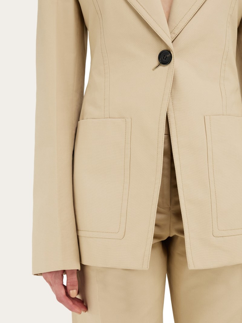 Ferragamo | Women's Blazer With Martingale Belt - Beige