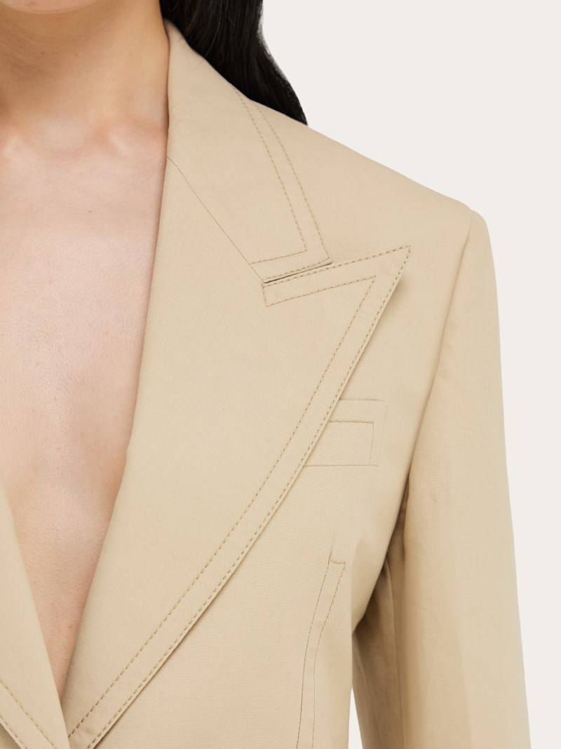 Ferragamo | Women's Blazer With Martingale Belt - Beige