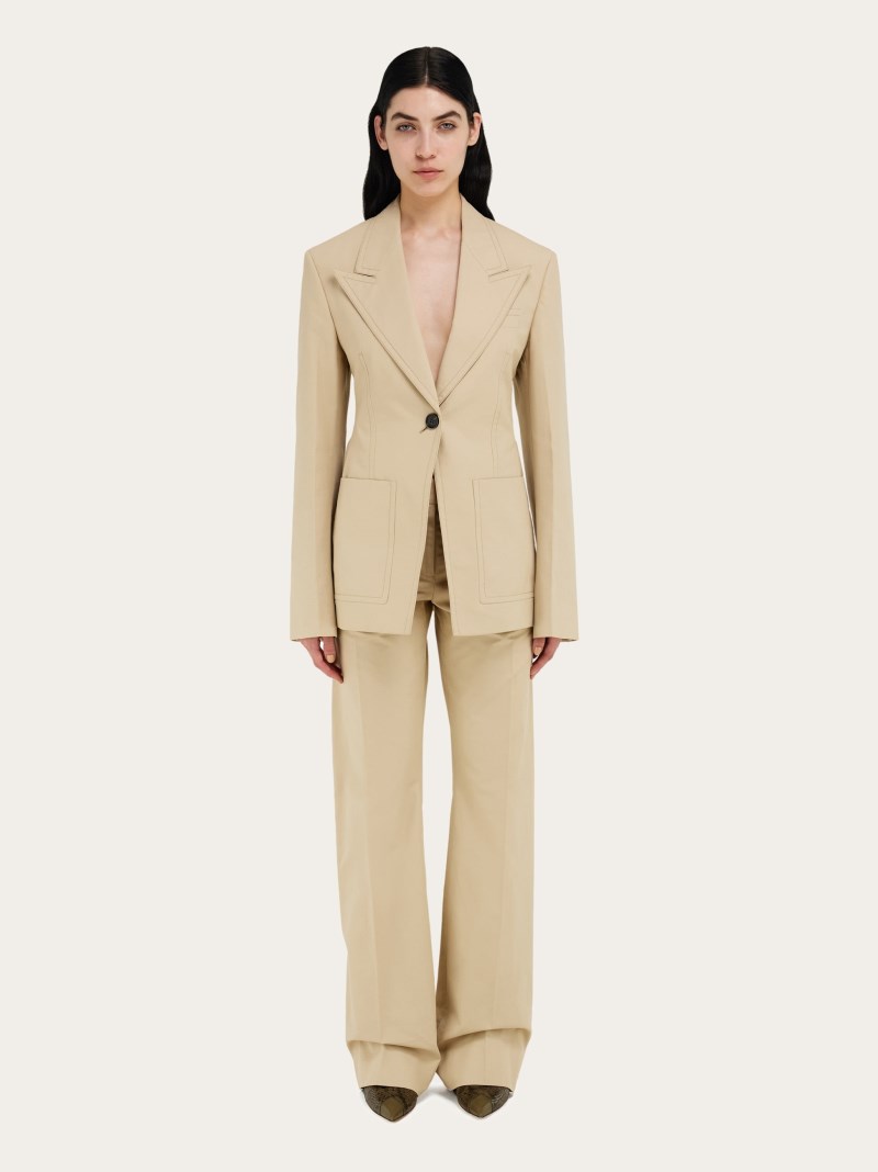Ferragamo | Women's Blazer With Martingale Belt - Beige