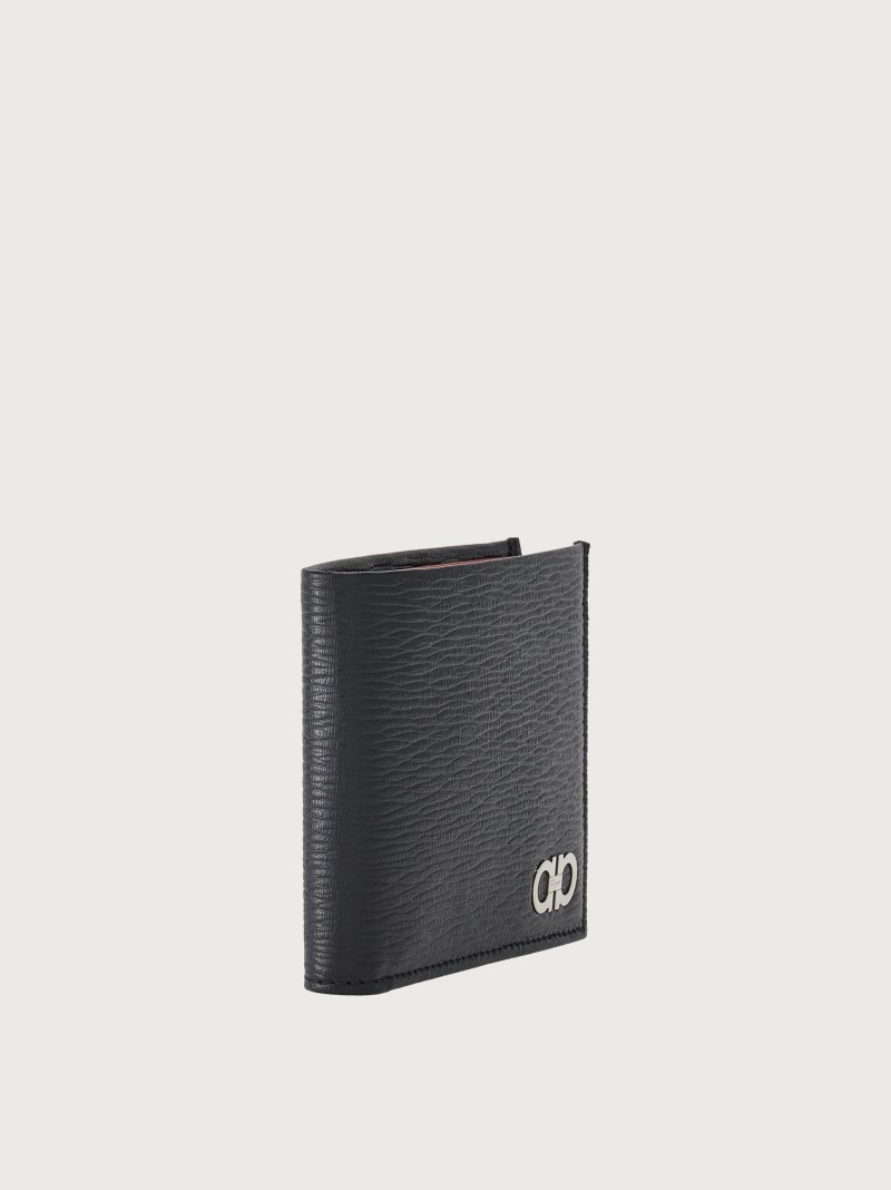 Ferragamo | Men's Gancini Wallet - Black/Ferragamo Red