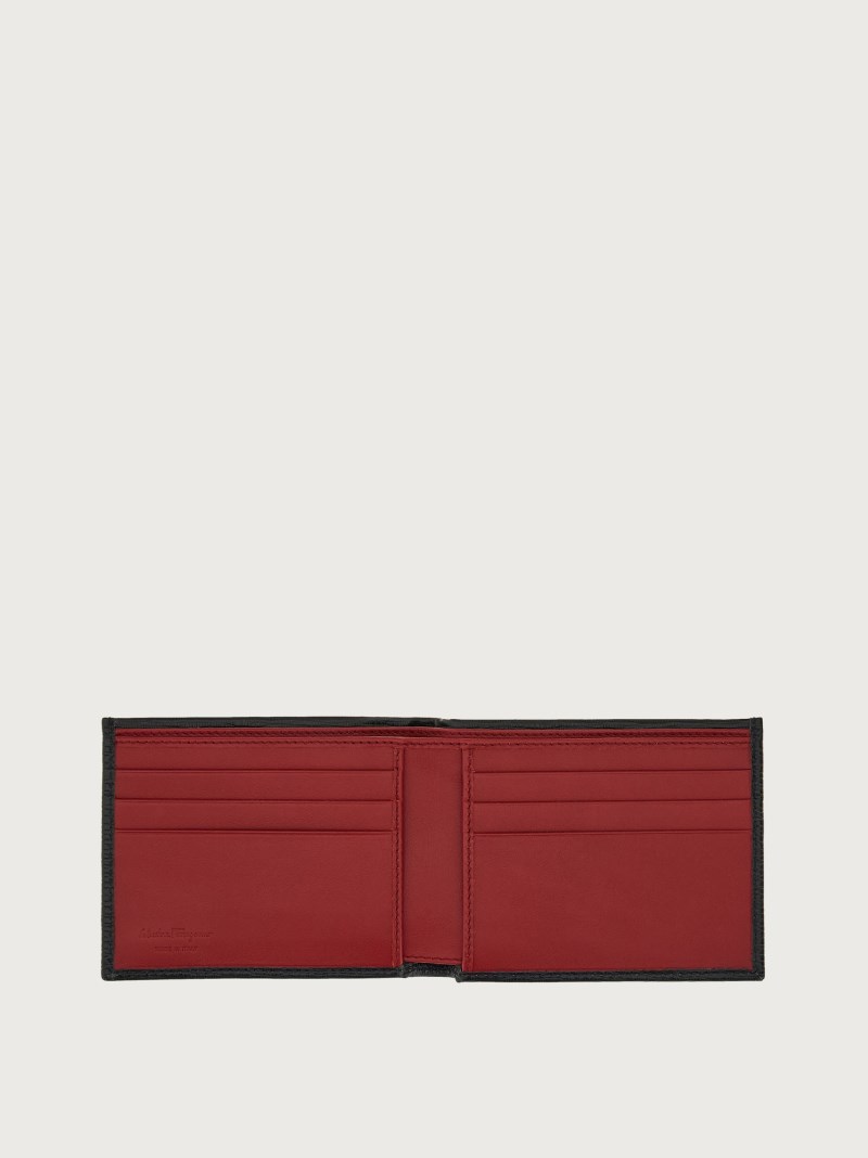 Ferragamo | Men's Gancini Wallet - Black/Ferragamo Red