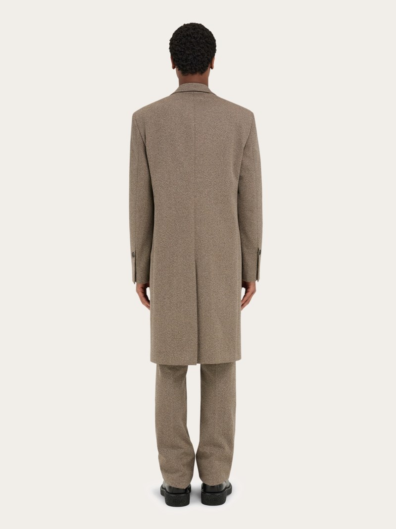 Ferragamo | Men's Single Breasted Coat - Walnut/Cocoa Brown