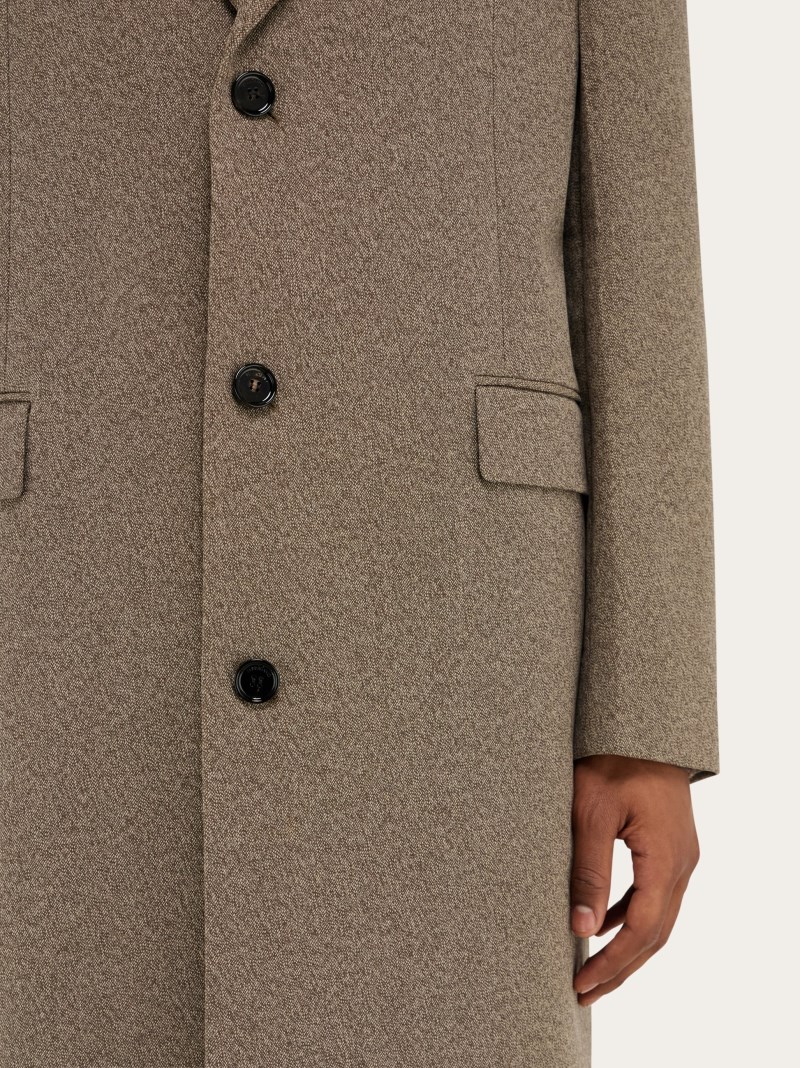 Ferragamo | Men's Single Breasted Coat - Walnut/Cocoa Brown
