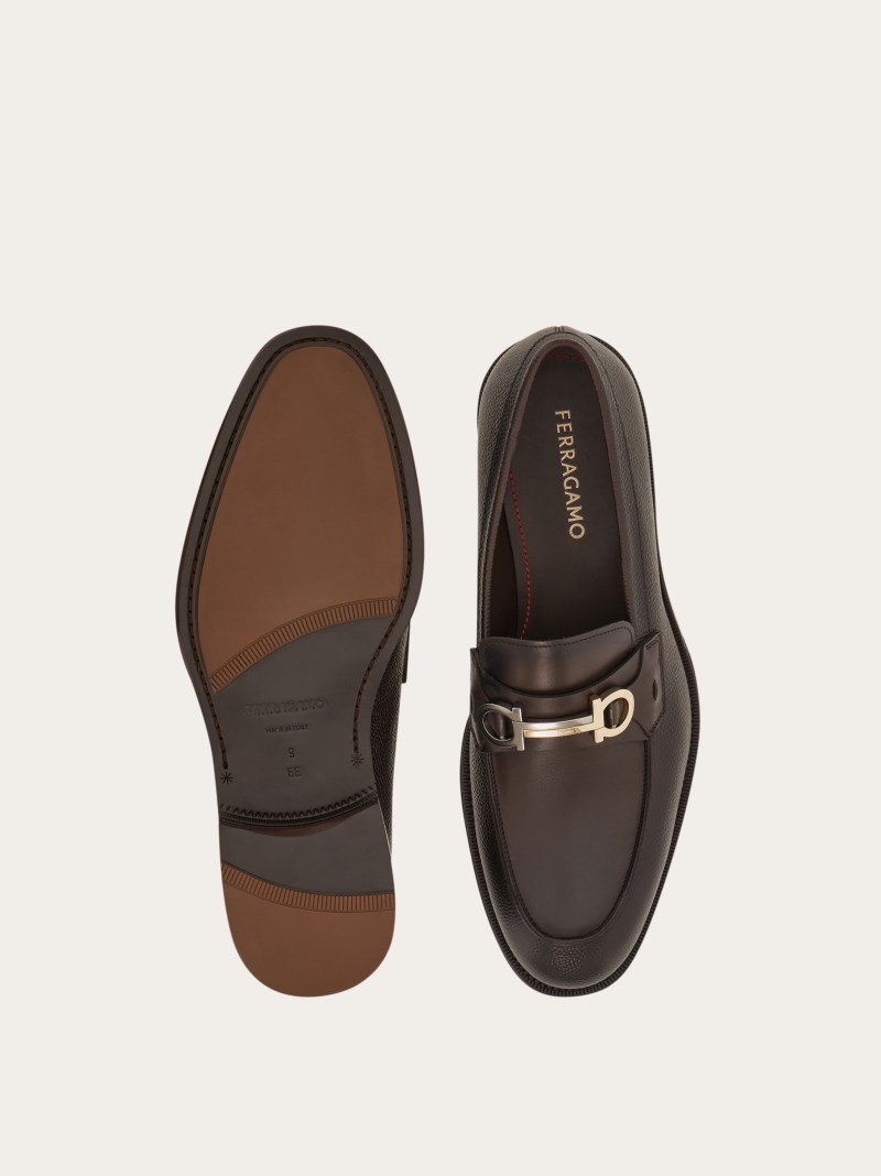 Ferragamo | Men's Moccasin With Gancini Ornament - Dark Brown