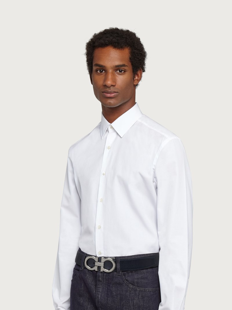 Ferragamo | Men's Reversible And Adjustable Gancini Belt - Deep Ocean/Black