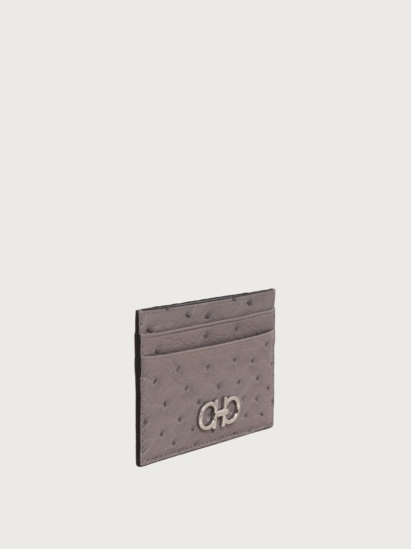 Ferragamo | Women's Gancini Credit Card Holder - Silver Grey