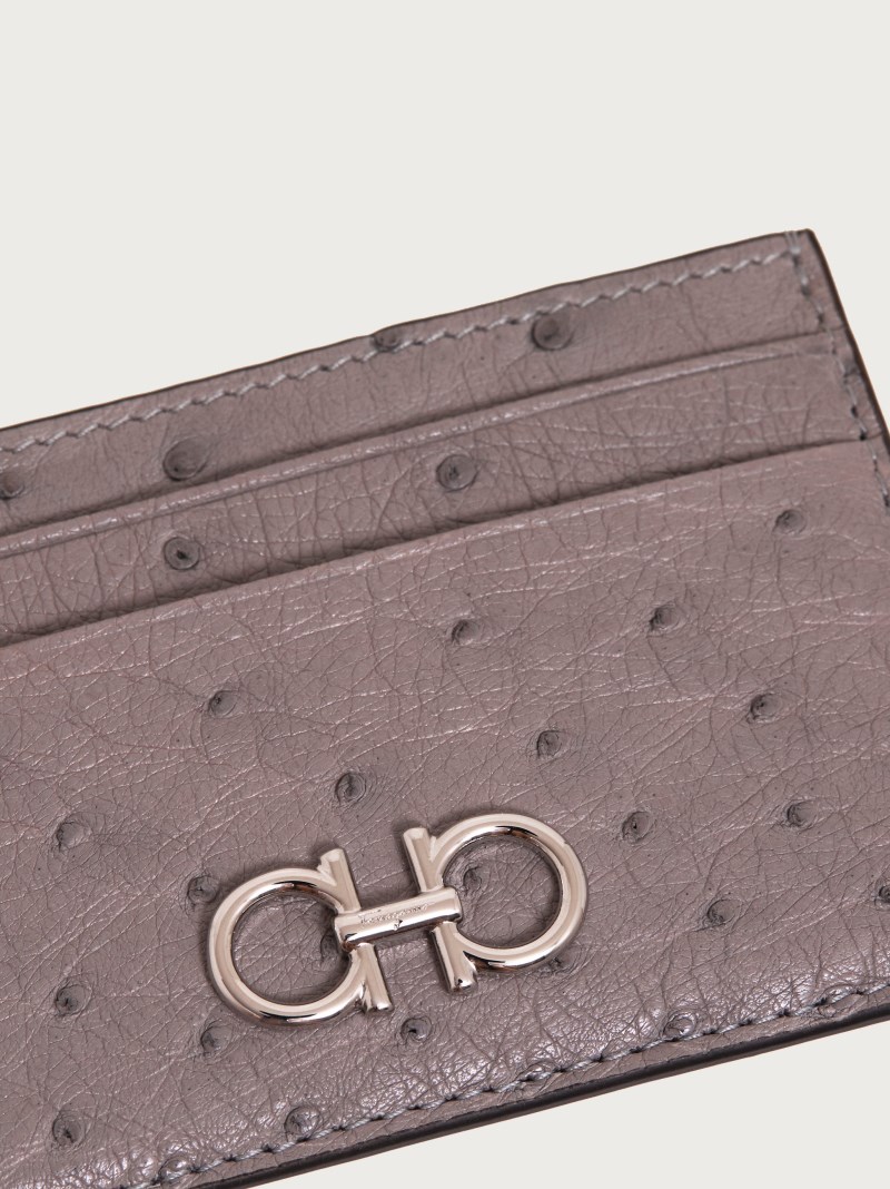 Ferragamo | Women's Gancini Credit Card Holder - Silver Grey