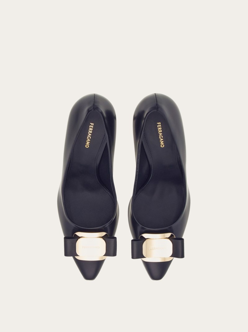 Ferragamo | Women's New Vara Plate Pump - Navy Blue