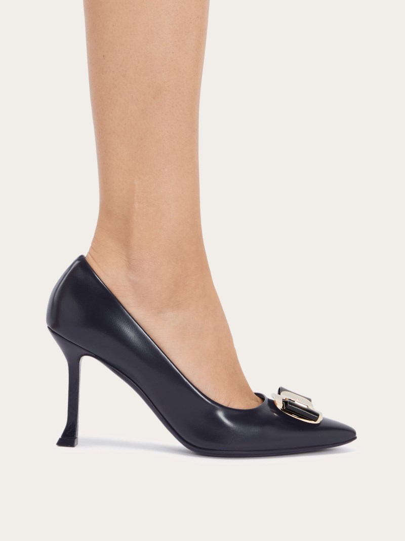 Ferragamo | Women's New Vara Plate Pump - Navy Blue