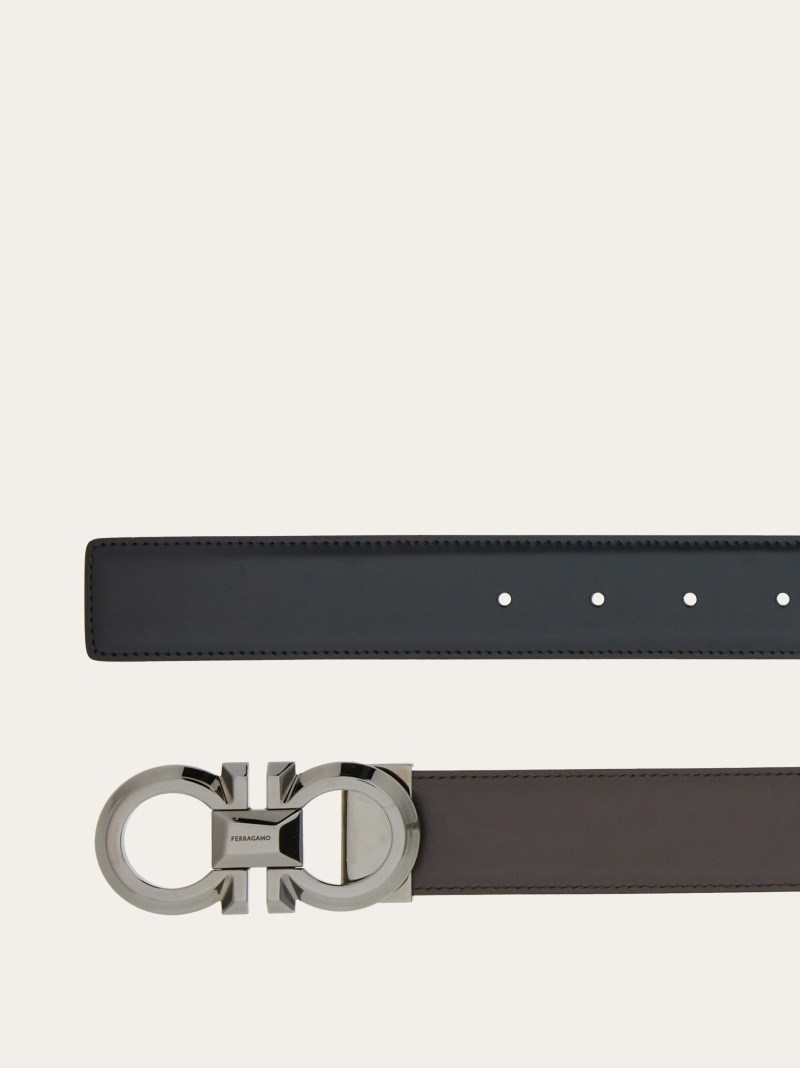Ferragamo | Men's Reversible And Adjustable Gancini Belt - Black/Dark Brown