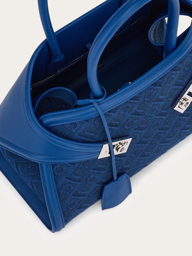 Ferragamo | Women's Hug Monogram Handbag - Teal Blue