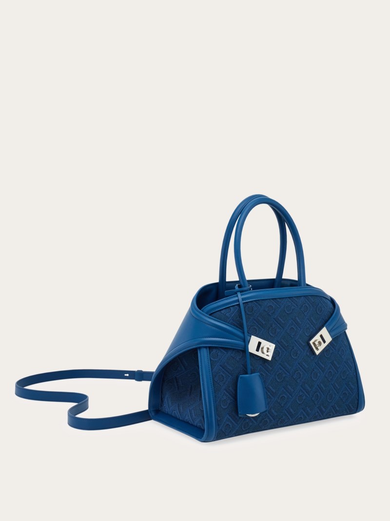 Ferragamo | Women's Hug Monogram Handbag - Teal Blue