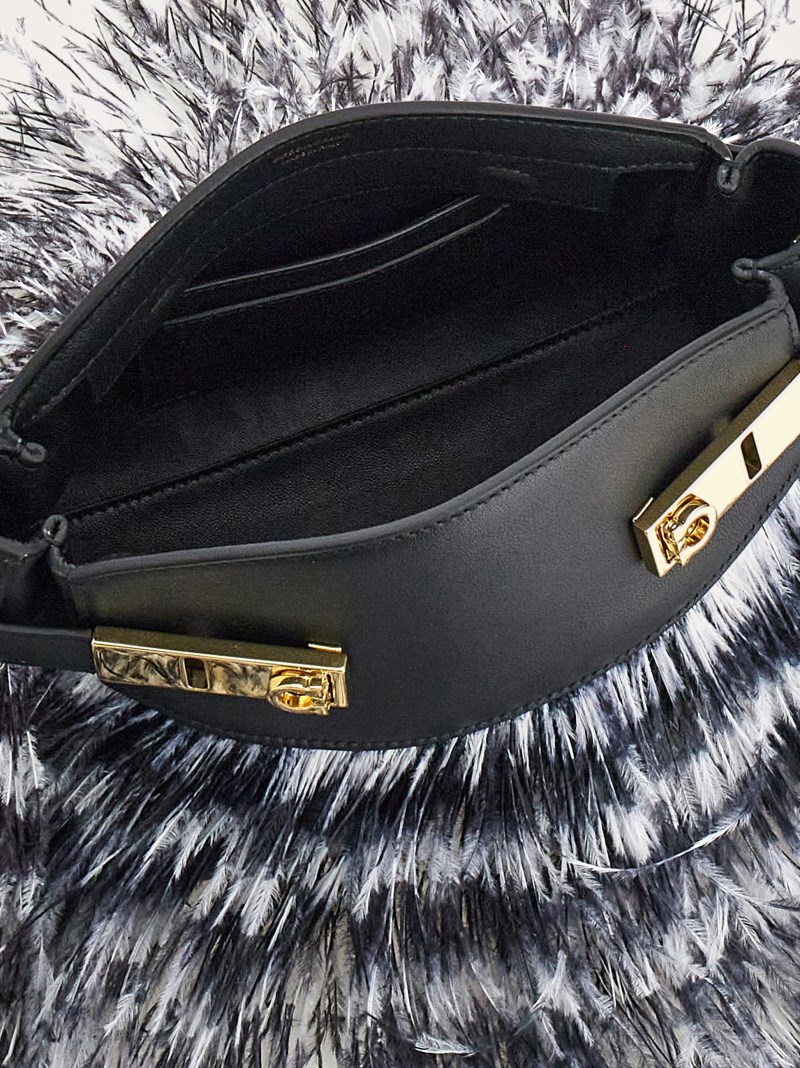 Ferragamo | Women's Hug Soft Crossbody Bag With Feathers - White/Black