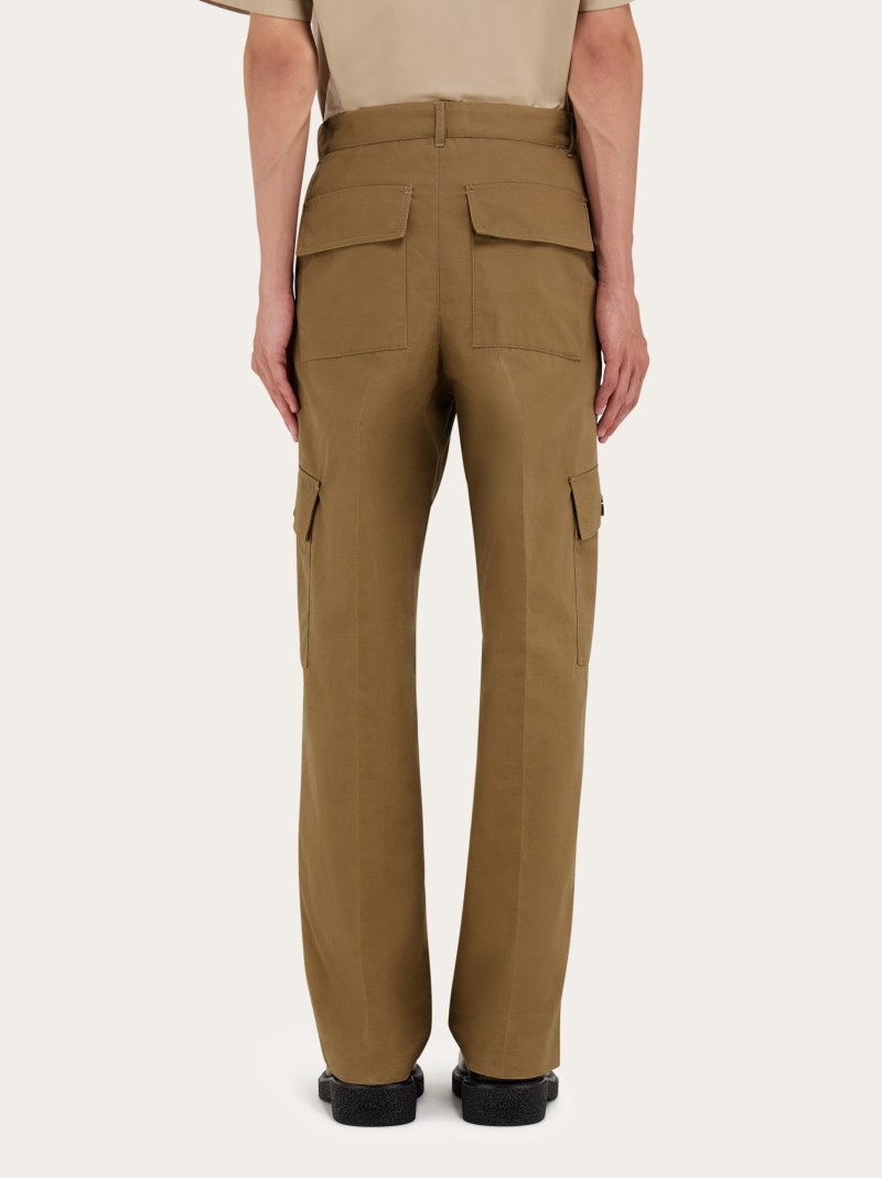 Ferragamo | Men's Canvas Cargo Pants - Lead Green