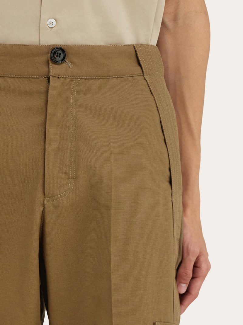 Ferragamo | Men's Canvas Cargo Pants - Lead Green