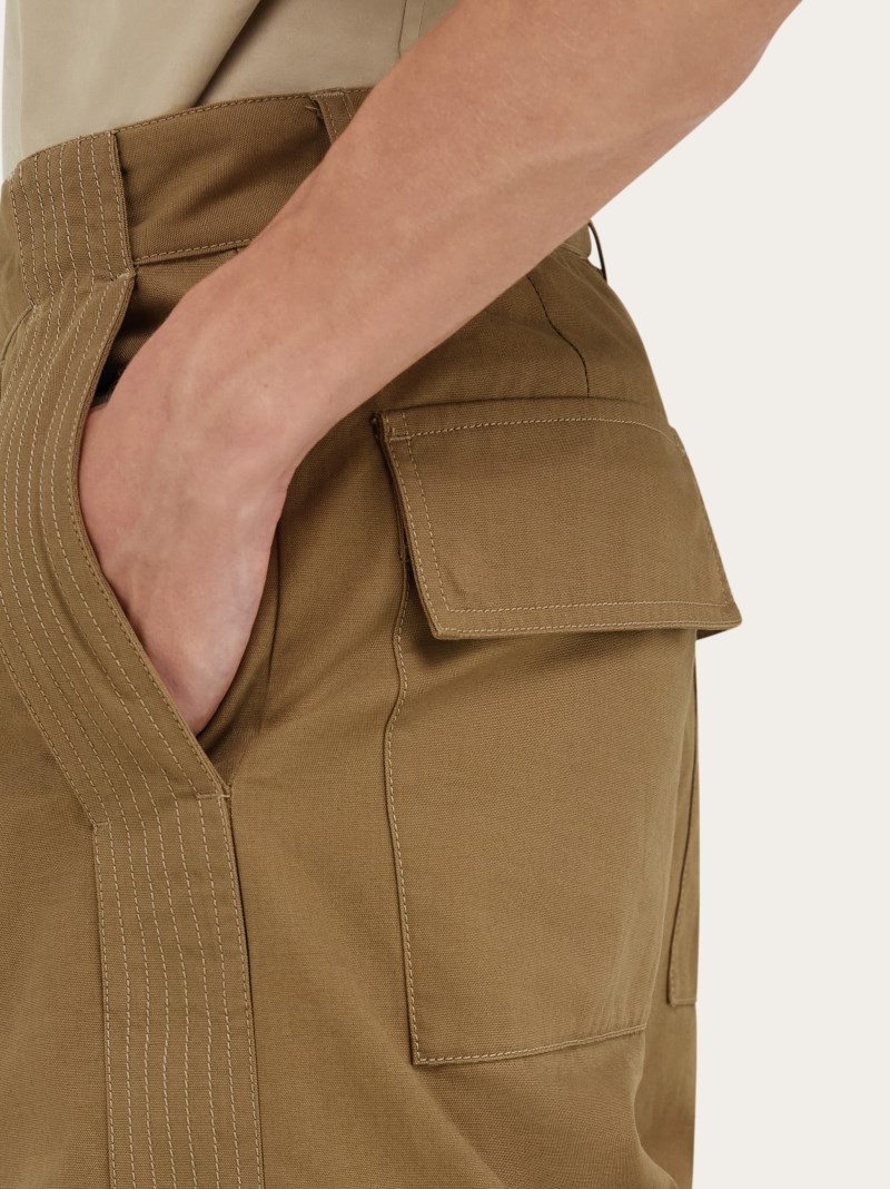 Ferragamo | Men's Canvas Cargo Pants - Lead Green