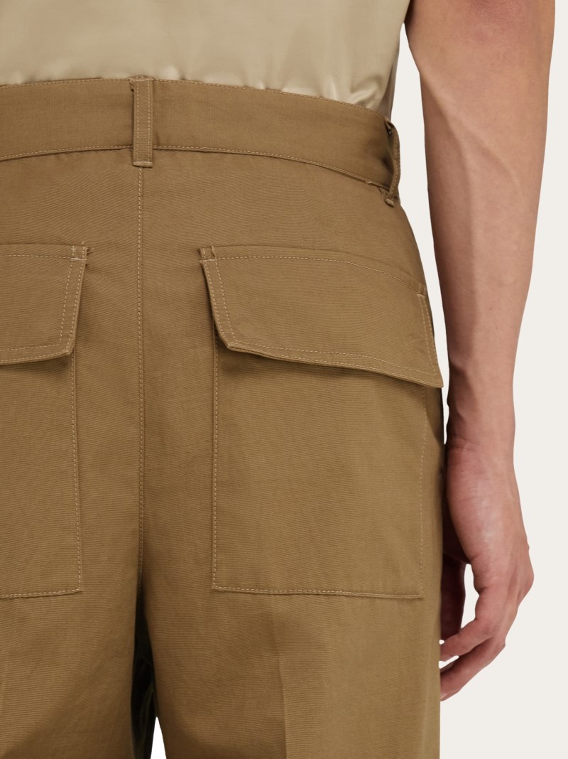Ferragamo | Men's Canvas Cargo Pants - Lead Green