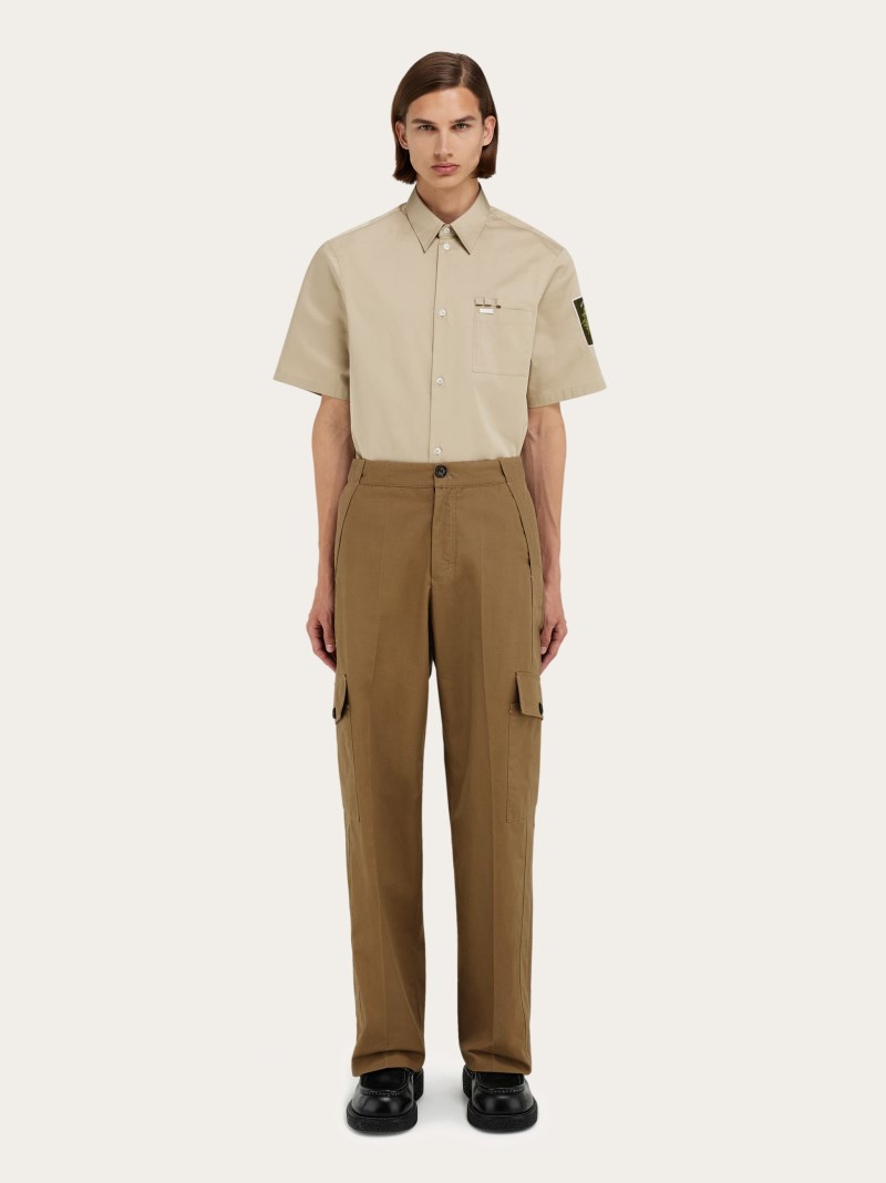 Ferragamo | Men's Canvas Cargo Pants - Lead Green