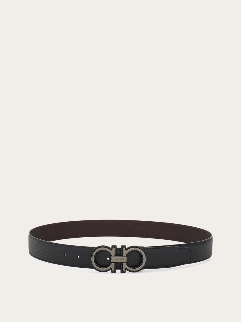 Ferragamo | Men's Reversible And Adjustable Gancini Belt - Black/Oxblood