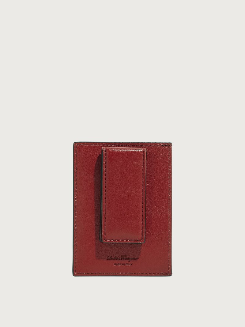 Ferragamo | Men's Gancini Credit Card Holder - Black/Ferragamo Red