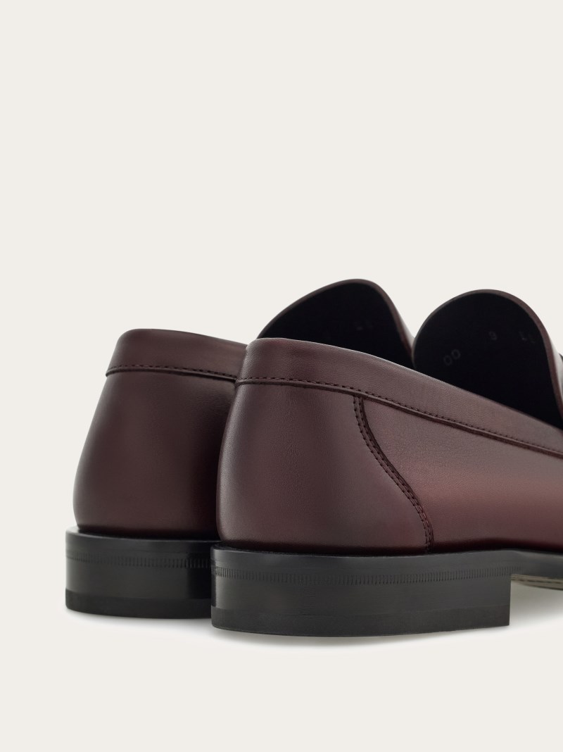 Ferragamo | Men's Penny Loafer With Gancini Ornament - Dark Barolo