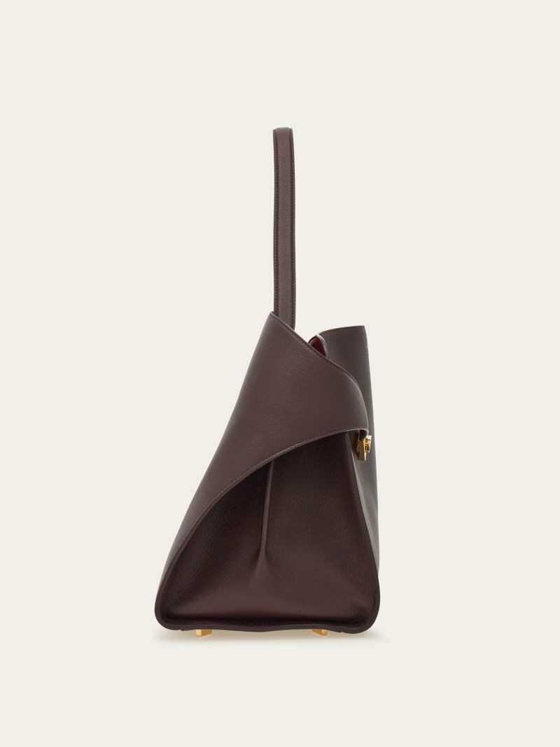 Ferragamo | Women's Hug Soft Bicolor Shoulder Bag - Oxblood/Burgundy