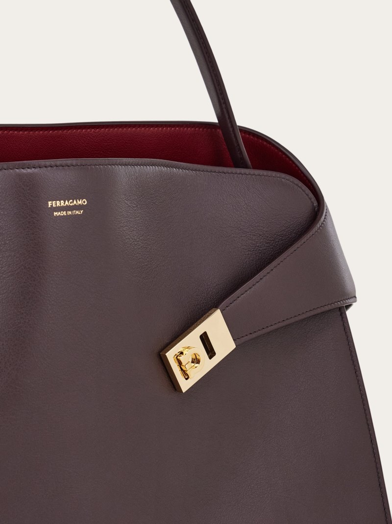 Ferragamo | Women's Hug Soft Bicolor Shoulder Bag - Oxblood/Burgundy