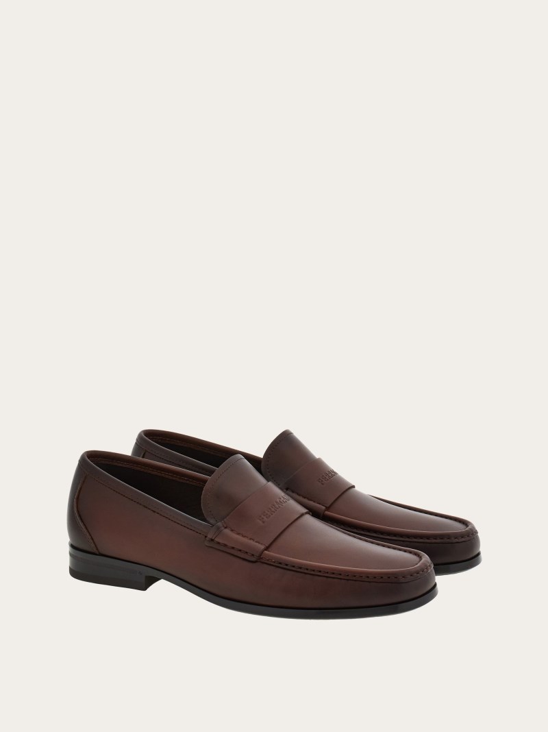 Ferragamo | Men's Moccasin With Signature - Cocoa