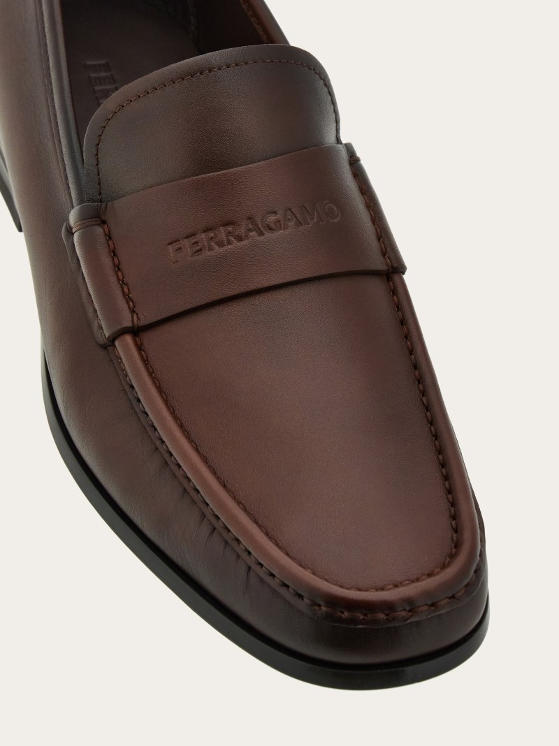 Ferragamo | Men's Moccasin With Signature - Cocoa