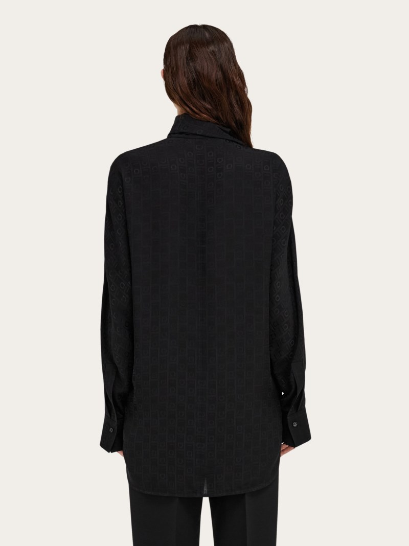 Ferragamo | Women's Viscose Blouse With Sash Collar - Black