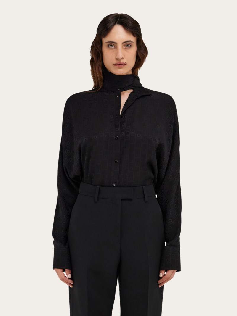 Ferragamo | Women's Viscose Blouse With Sash Collar - Black