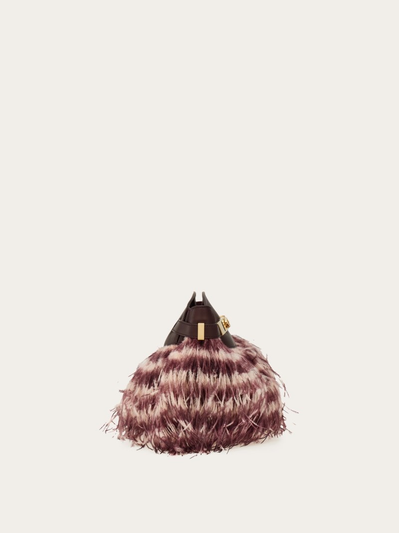 Ferragamo | Women's Hug Soft Crossbody Bag With Feathers - Oxblood/Blush