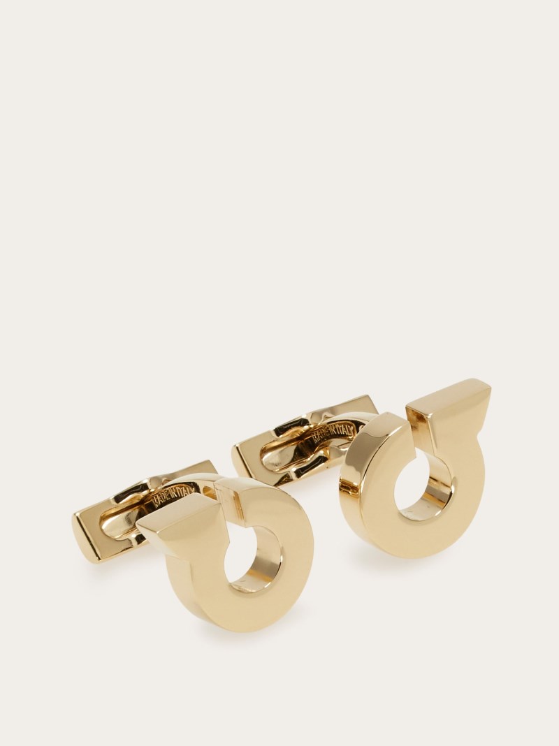 Ferragamo | Men's Gancini Cufflinks - Light Gold