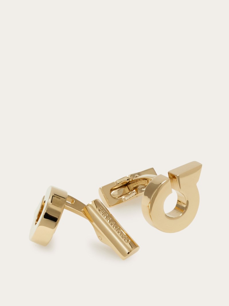 Ferragamo | Men's Gancini Cufflinks - Light Gold
